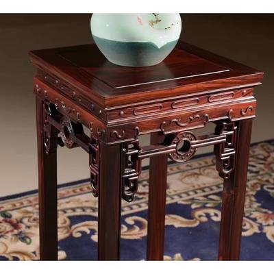 ?花架印尼黑酸枝阔叶黄檀花几电视柜旁双层玄关中式免安装置