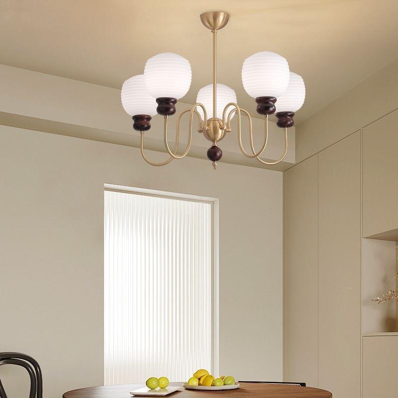 美式中古全铜式复古餐厅吊灯灯意式法轻254奢豆卧室房间具客厅魔