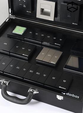 厂销家直黑色开关面板展示皮盒通EOQpu皮全屋电能智家居样板箱