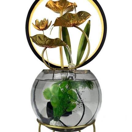 轮水流POE水摆件循环水创风意荷塘月色客厅办公室开业礼送桌摆装