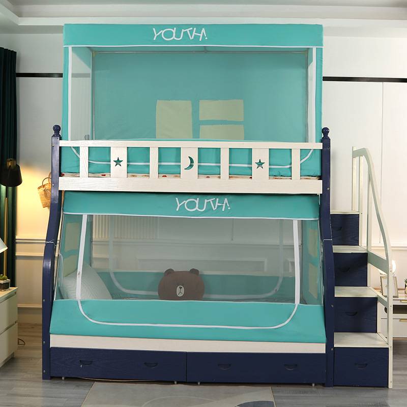 子母床上下铺儿童卡通小屋蚊帐家用上下床宿舍床帘遮光上铺蚊帐