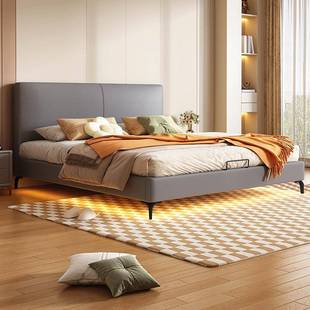 意式 B10奢超薄头全实床木床主卧家用软包皮艺床店床民宿 酒轻C01