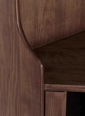 式风极简北美角黑胡桃大户型意餐厅转角纳置物架酒柜收柜可96364家用柜