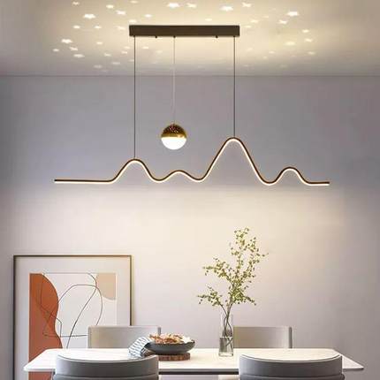 餐厅吊灯奢饭厅餐桌吧台361灯具现代星现代月球灯极长条简轻空餐