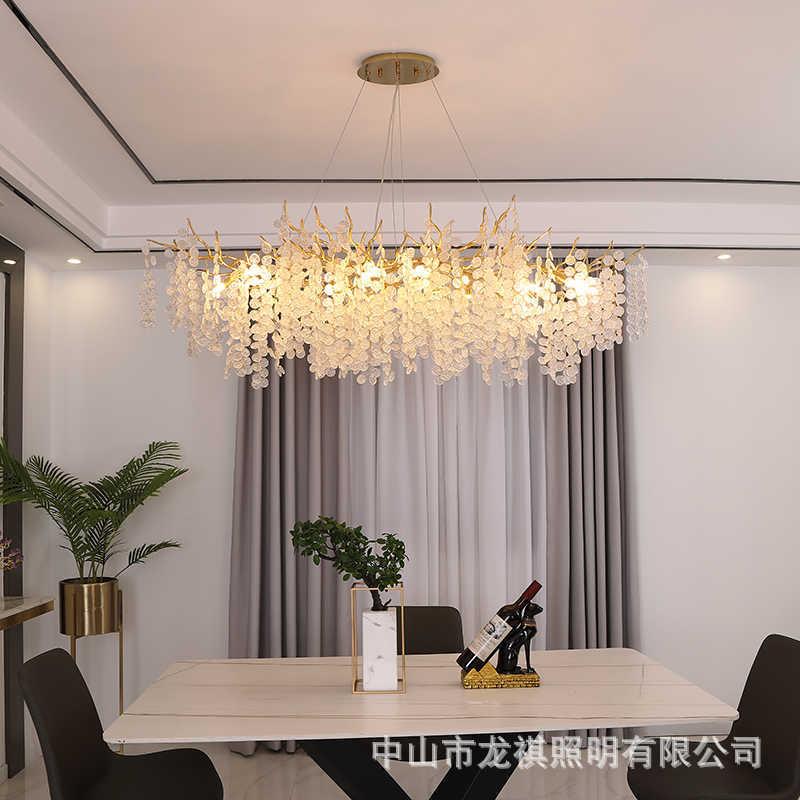 餐厅吊灯025年新2款形饭厅吧台轻奢9晶艺术树长枝现代水法式别墅
