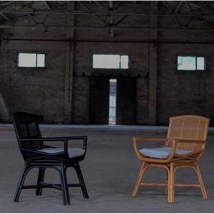 日式哈真藤椅珀·印尼复古人休藤闲单人椅子餐哈珀椅厅餐椅民宿单椅