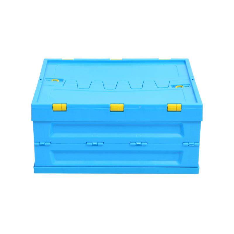 5LCV00-20折叠箱带盖物塑流水果蔬菜胶叠式收纳蓝箱色加厚可拆配