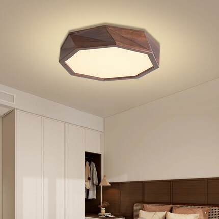 中北美黑胡书桃木卧室灯新款实新式简约护99眼客厅房极简木吸顶87