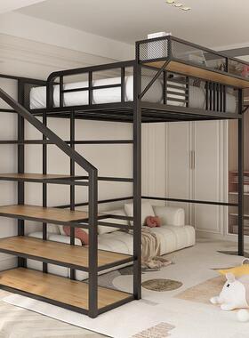家床用上铺悬空空艺间空阁楼下省SS床二楼铁高架床单上层高低床上