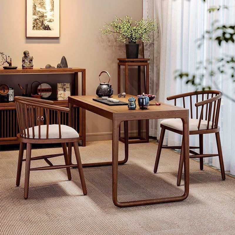 现代简约家用实木书桌中式茶桌禅意小户型阳台桌组合茶几茶台