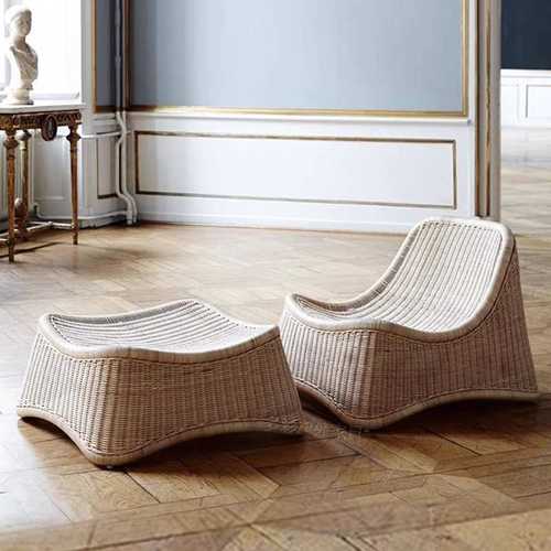 北欧简约藤编沙发椅单人家用民宿阳台藤椅休闲防水防晒户外沙发椅