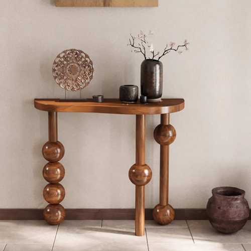 法式复古实木中古玄关桌过道走廊玄关台入户书桌贡桌现代北欧艺术