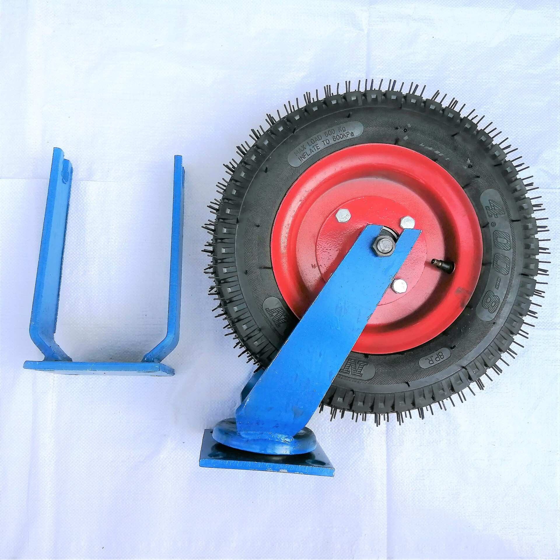 脚轮万向轮400-8尾轮工矿轮充气轮工地轮独轮车轮支架手推车轮