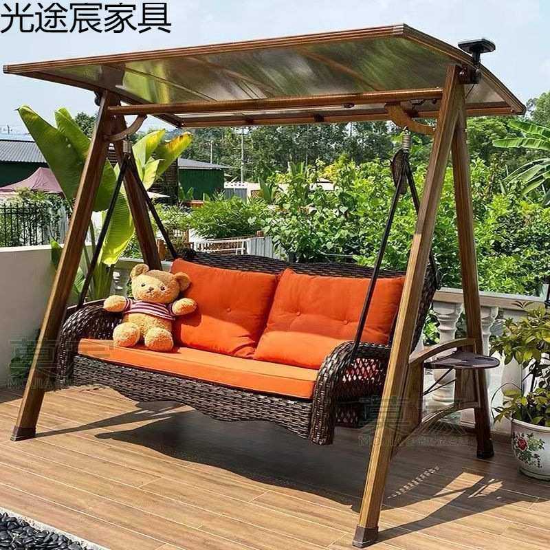 户外双人吊床秋千庭院荡秋千室外室内小院摇篮家用花园铁艺摇摇椅