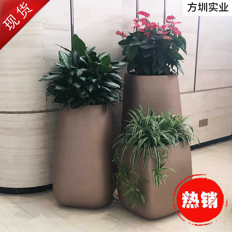 方圳创意玻璃钢移动大花盆组合商场酒店美陈花器户外广场落地花钵
