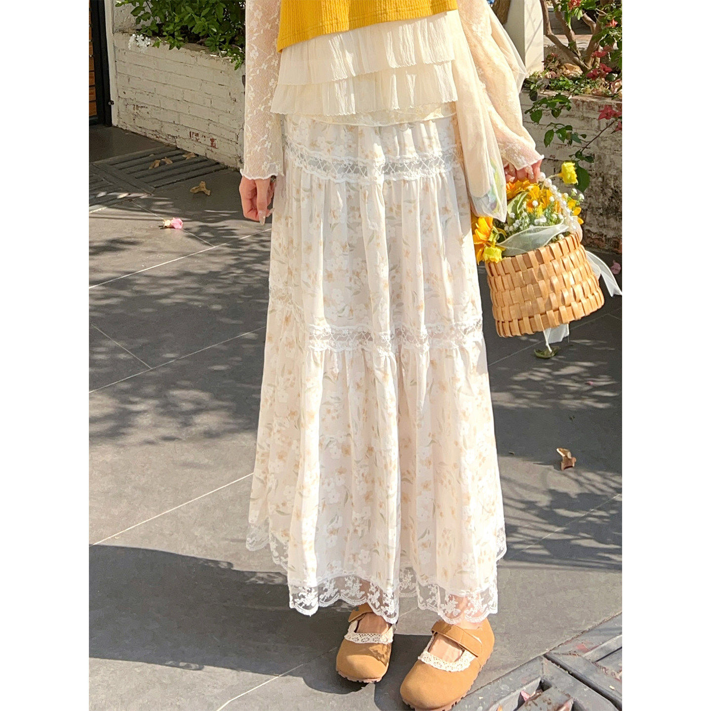 温舒敏【暖黄初晴】绝美巨好看碎花半身裙女春设计感小个子a字裙