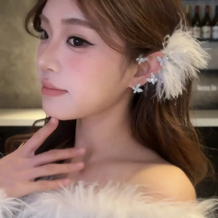 【限时减50】铜合金羽毛耳饰超仙羽毛耳饰精灵耳挂无耳洞耳环cc