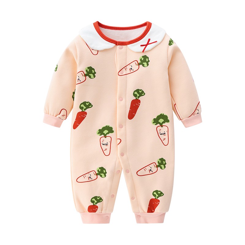 婴儿秋冬装加绒保暖套装新生儿女宝宝可爱超萌洋气公主哈衣连体衣