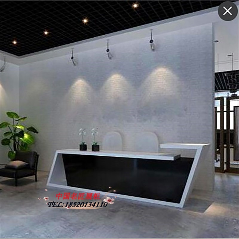 新款欧式造型前台办公室接待台前台办公桌烤漆前台收银台公司吧台