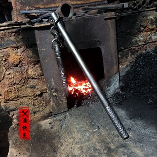 手工锻造武术古兵器铁连枷棍连挺连筵铁链夹棒盘龙哨子棍收藏把玩