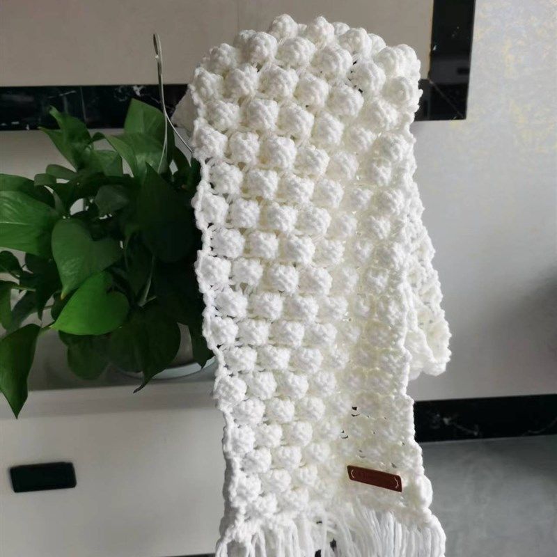 草莓泡泡围巾成品不退不换 手工编DIY情人棉毛线 送男朋友礼物