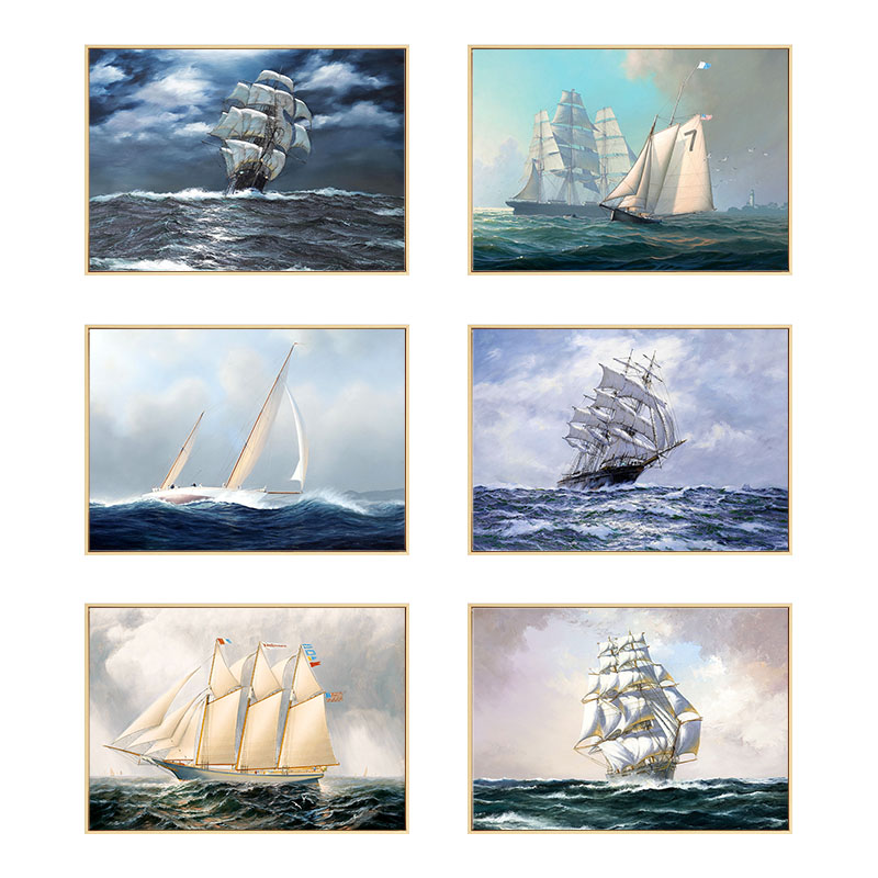 办公室装饰画现代k简约帆船挂画卧室床头墙画客厅背景画饭厅餐厅