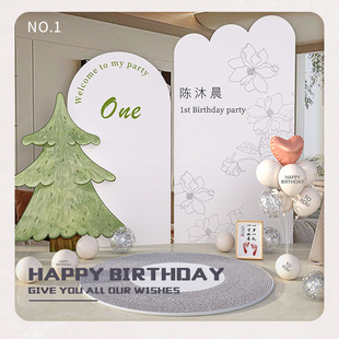 饰韩 宝宝周岁生日布置场景男孩女孩周岁宴F抓周定制kt板背景墙装