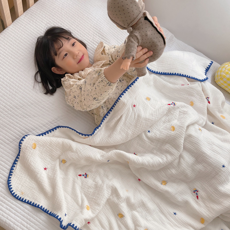 婴儿毯子夏季被子薄幼儿园空调被宝宝夏凉被盖被纱布儿Z童盖毯新