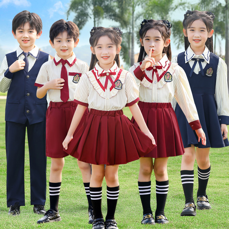 儿童合唱服朗诵演出园服中小学生校服英伦L风比赛表演秋冬马甲套