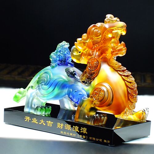 琉璃水晶皮丘旺财貔貅摆件公司新B店开业贺礼新房子乔迁礼物送朋