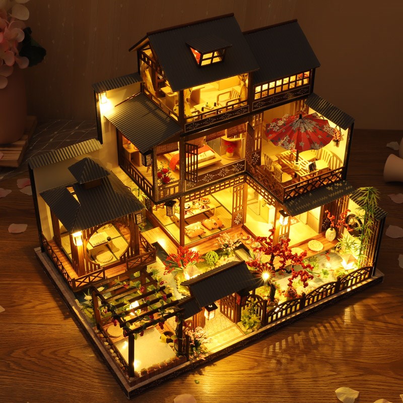 DIY小屋模型屋古建筑中式阁楼大型别墅房子手工艺品制作女生礼物