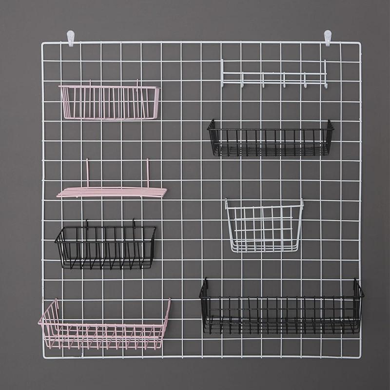 网片网格置物架托盘网架挂篮超市置物蓝家用浴室整理收纳铁艺篮子