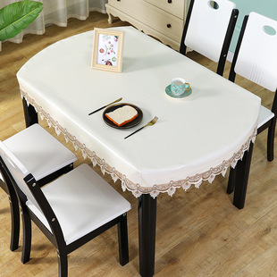 椭圆形防水防油防烫耐脏家用桌布F蕾丝油腊皮罩餐桌烤火桌罩