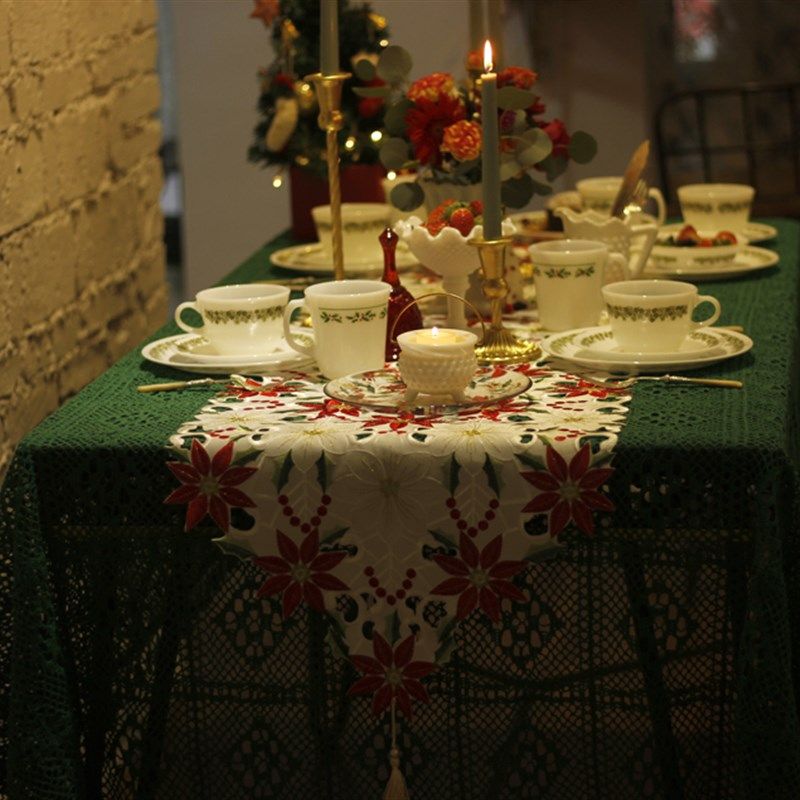 Retro美式手工钩针镂空圆桌方桌餐桌布桌巾圣诞桌旗烛光晚餐,居家布艺,桌布,淘宝优惠券,粉丝福利购,淘宝优惠卷