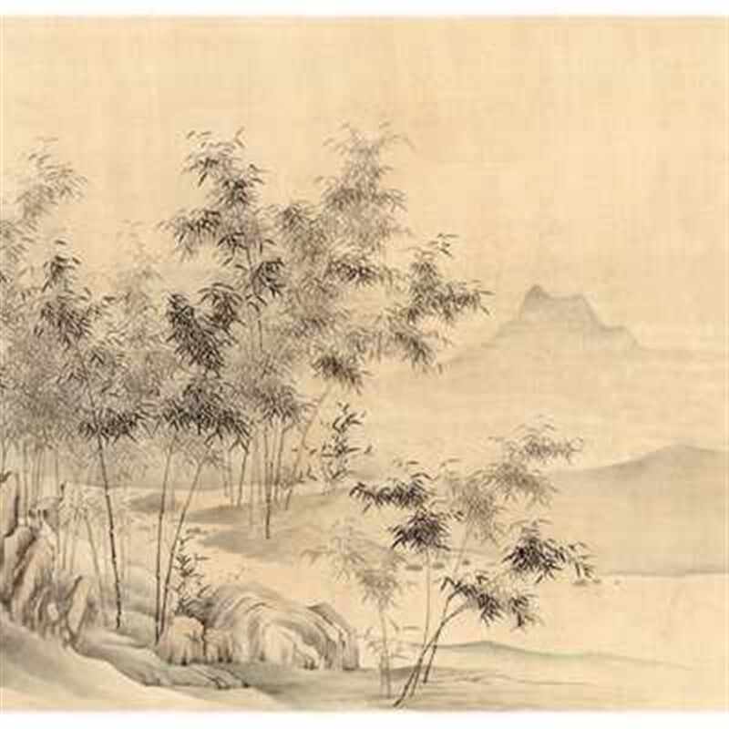 中式古典淡雅意境水墨竹子客厅背景墙纸壁布民宿茶室书房环保壁画