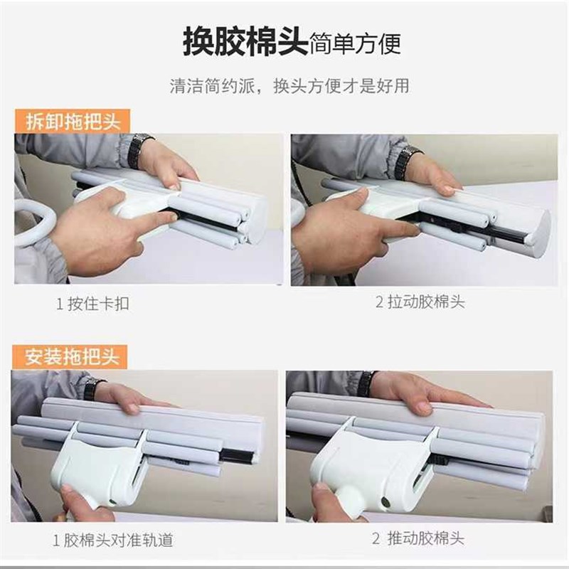 3优连杆滚轮拖把加厚杆免手洗家用海绵拖把吸水拖布38cm