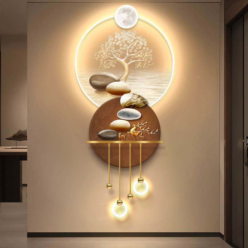 石来运转led带灯简约现代玄关装饰画发财树挂画走廊过道感应壁画,家居饰品,现代装饰画,淘宝优惠券,粉丝福利购,淘宝优惠卷