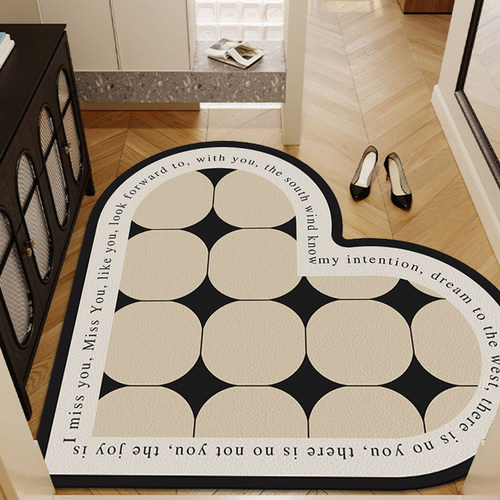 法式奶油风入户门地垫心形脚u垫门垫进门爱心高级感地毯PVC免清洗