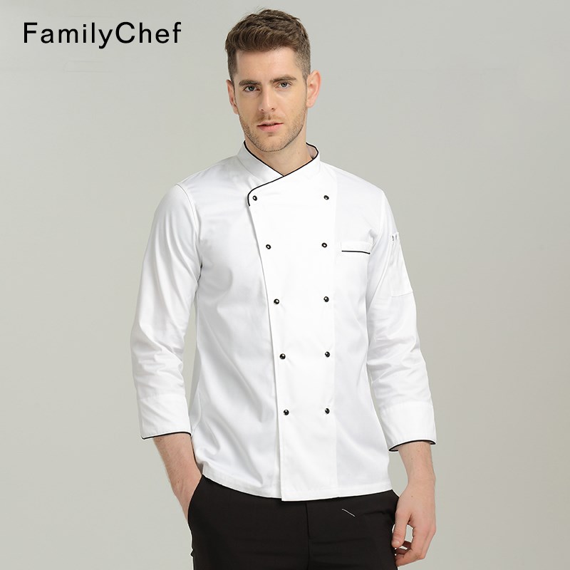 酒店厨师服长袖秋冬装西餐厅食堂饭店厨房厨师工作服男士工装制服