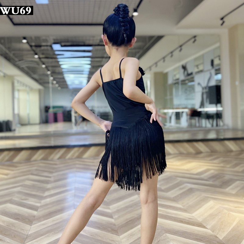 69新款拉丁舞练功服女儿童表演服舞蹈裙少儿拉丁舞服装流苏裙