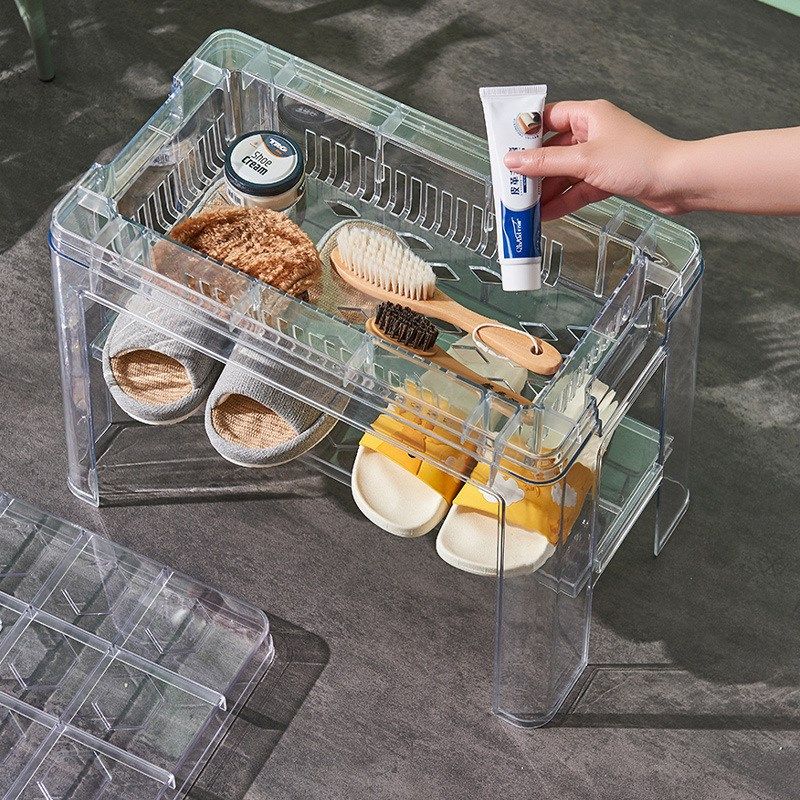 网红收纳凳子储物凳可坐人门口可储物板凳高款简约塑料透明换鞋凳,收纳整理,收纳凳,淘宝优惠券,粉丝福利购,淘宝优惠卷