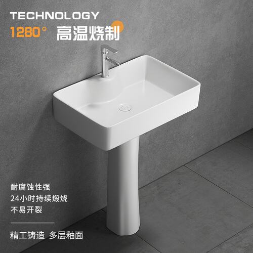 加大容量立柱式洗脸盆小户型化妆室洗G手池一体陶瓷阳台柱盆洗漱