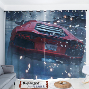 来图定制跑车飞车轿车展厅客厅修车店遮光布装饰窗帘隔断遮阳布帘