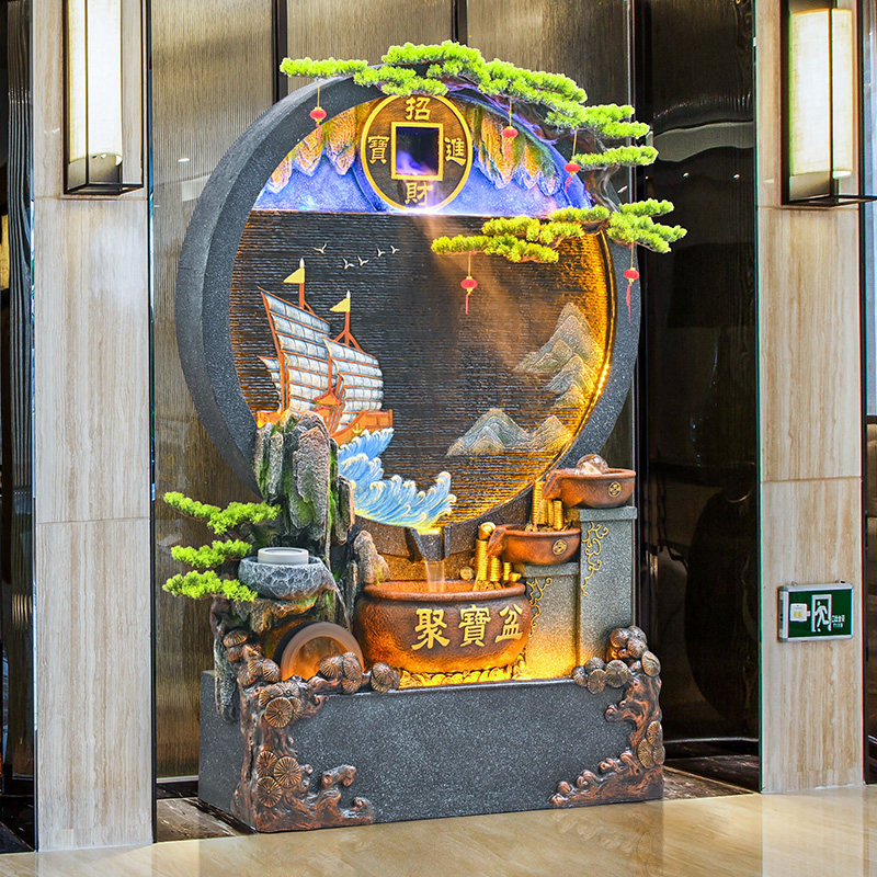 中式假山流水喷泉摆件客厅水幕墙屏风招财景观循环水庭院花园造景,家居饰品,落地摆件,淘宝优惠券,粉丝福利购,淘宝优惠卷