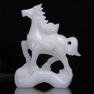 马摆件天然阿富汗白玉马上有钱z生肖马客厅玄关办公室装饰开业礼