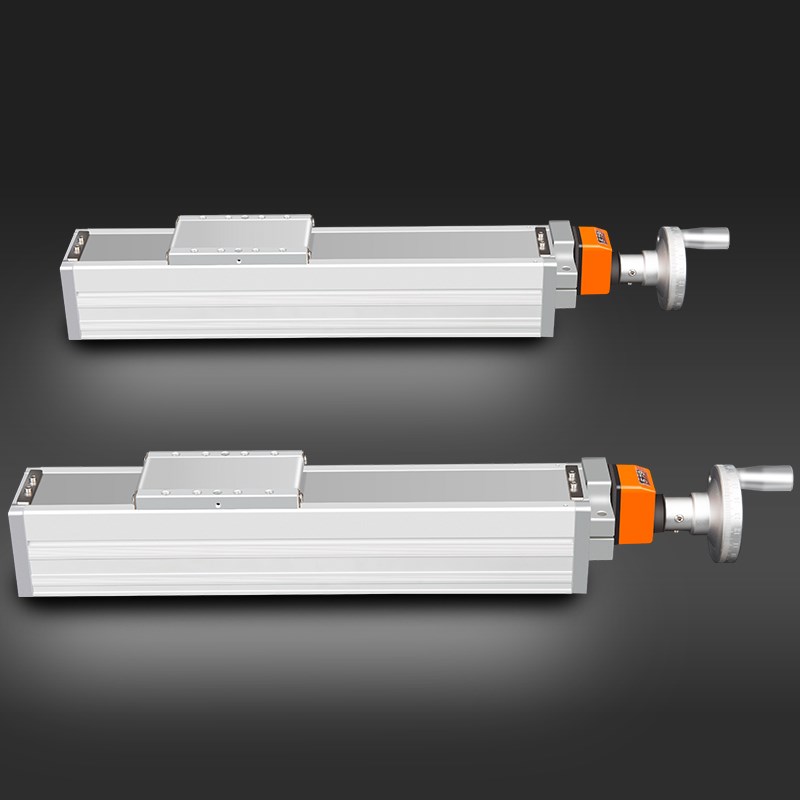 手动滑台直线模组手摇XY十字钢带全封闭T型丝杆数显器微调65mm宽