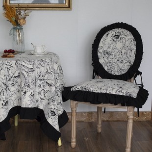 法式坐垫加厚可定制耐磨椅子套罩新款四季餐椅座垫欧式椭圆靠背套