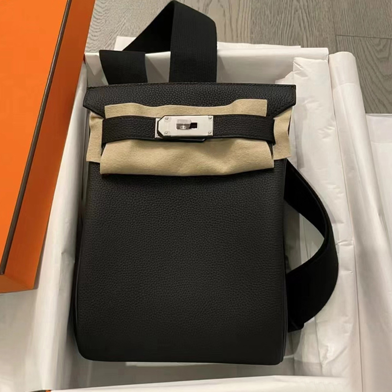 包包2023新款包包凯莉胸包头层牛皮真皮斜挎包男女通用中性情侣包