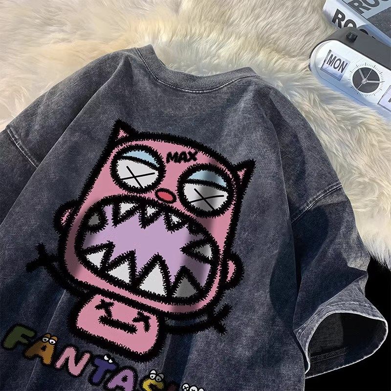 特大码300斤做旧短袖t恤男夏季潮牌美式体恤宽松圆领半袖水洗衣服,男装,T恤,淘宝优惠券,粉丝福利购,淘宝优惠卷