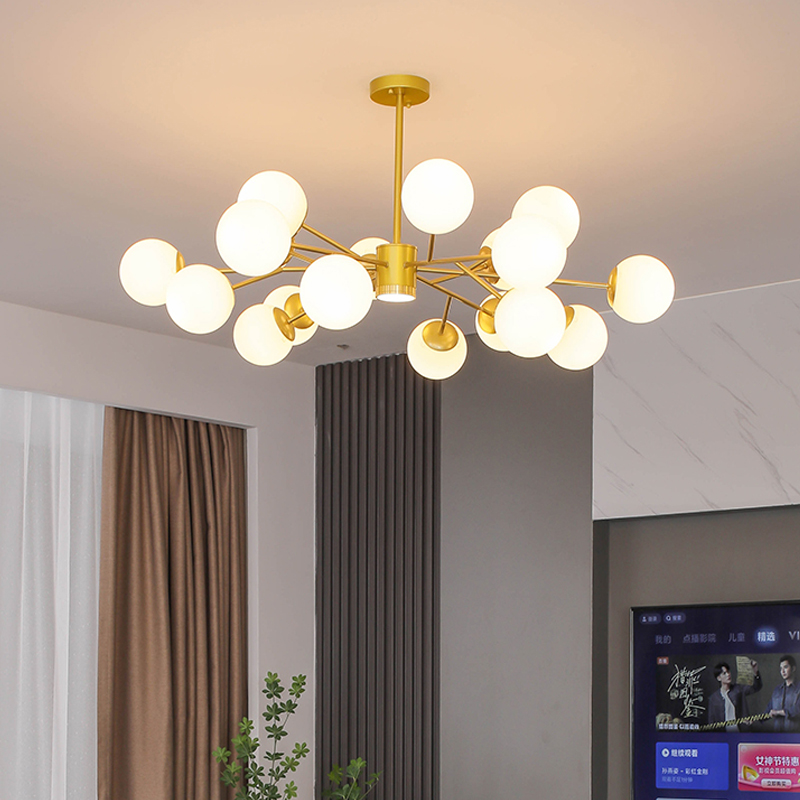北欧轻奢客厅吊灯2023年新款现代简约餐厅灯网红魔豆分子卧室灯具